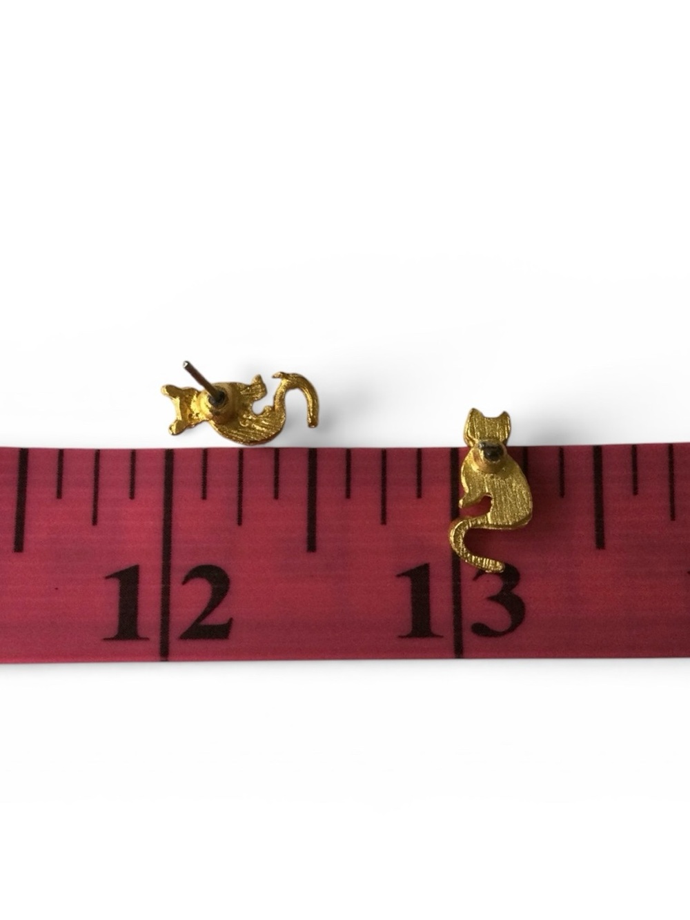 Vintage CLAIRE’S Gold-Tone Curly Tail Kitty Cat Mini Stud Earrings - NOS - Picture 8 of 9